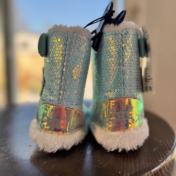 Frozen Elsa & Olaf Toddler Girl Slipper Blue Bootie Sequin Shoes size’s below - Picture 5 of 16